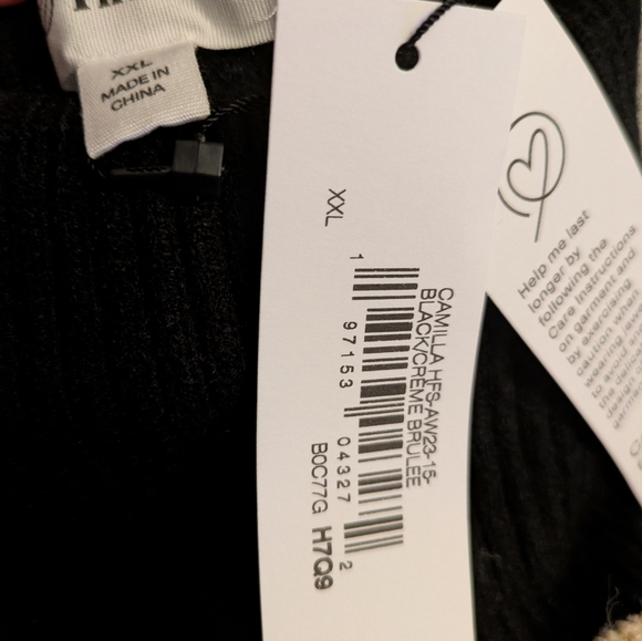 The Drop Camilla Striped Turtleneck Sweater XXL NWT Black & Crème Brûlée Cozy - Picture 3 of 3